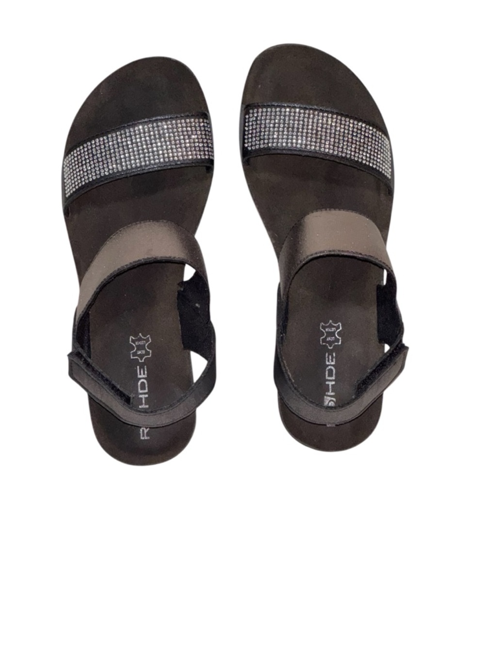 Rohde Black Crystal-Strap Comfort Sandals Women’s Size EU 38/US 7